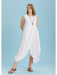 Sleeveless Front Layered White Baggy Plus Size Dress