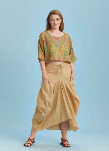 Asymmetrical Hem Detail Hippie Style Plus Size Skirt