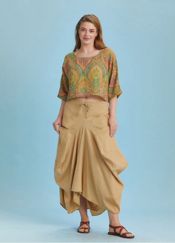 Asymmetrical Hem Detail Hippie Style Plus Size Skirt