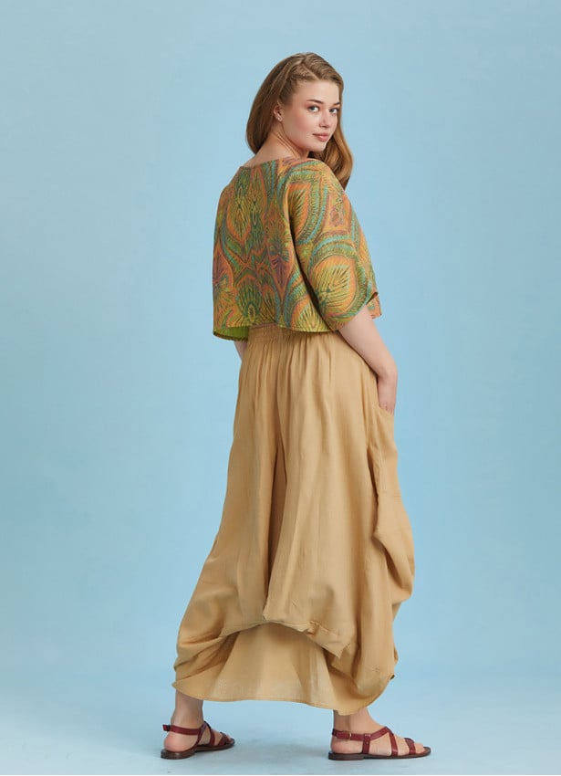 Asymmetrical Hem Detail Hippie Style Plus Size Skirt