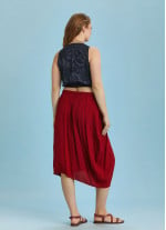 Button Closure Wrap Front Red Plus Size Skirt