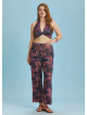 Lilac Printed Elastic Waist Plus Size Pants