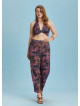 Lilac Printed Elastic Waist Plus Size Pants