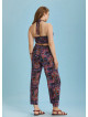 Lilac Printed Elastic Waist Plus Size Pants