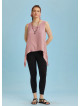 Loose Fit Side Slits Boat Neck Pink Summer Top