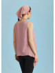 Loose Fit Side Slits Boat Neck Pink Summer Top