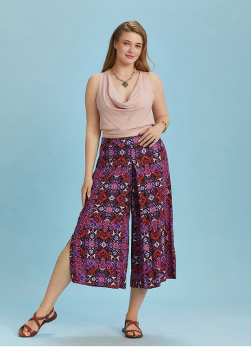 Front Pleat Detailed Blue Plus Size Pants