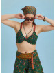 Boho Chic Knot Front Green Floral Bralette Top