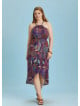 Purple Patterned Halter Neck Plus Size Dress