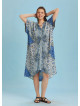 Twist Front Loose Blue Bat Wing Dress