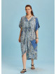 Twist Front Loose Blue Bat Wing Dress