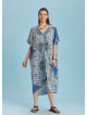 Twist Front Loose Blue Bat Wing Dress