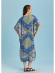 Twist Front Loose Blue Bat Wing Dress