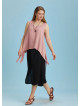 Loose Fit Side Slits Boat Neck Pink Plus Size Top