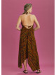 Backless Khaki Print Handkerchief Dress