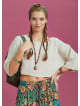 Boho Style Boat Neck Loose Crop Top