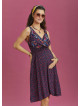 Double Breasted Neck Bohemian Style Flowers Patterned Maternity Dress