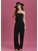 Black Wide Leg Strapless Overall