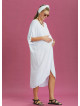 Twist Front Loose White Bat Wing Maternity Dress