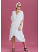 Twist Front Loose White Bat Wing Dress