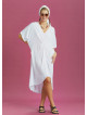 Twist Front Loose White Bat Wing Dress