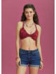 Boho Chic Knot Front Red Floral Bralette Top