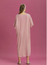 Twist Front Loose Pink Bat Wing Dress