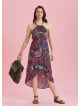 Purple Patterned Halter Neck Summer Dress