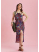 Purple Patterned Halter Neck Summer Dress