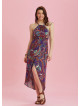 Purple Patterned Halter Neck Summer Dress