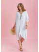 Twist Front Loose White Bat Wing Plus Size Dress