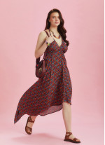 Backless Floral Print Handkerchief Dress