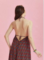 Backless Floral Print Handkerchief Dress