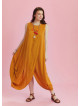 Sleeveless Front Layered Yellow Summer Baggy Dress