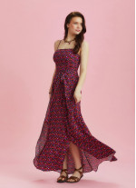 Flowers Patterned Strappy Wrap Maxi Dress