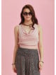 Elastic Hem Sleeveless Pink Cowl Neck Crop Top