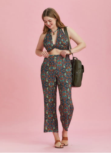 Ethnic Printed Elastic Waist Plus Size Pants