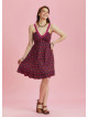 Fuchsia Flowers Patterned Lace Collar Strap Sundress