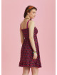 Fuchsia Flowers Patterned Lace Collar Strap Sundress