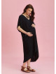 Twist Front Loose Black Bat Wing Maternity Dress