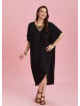 Twist Front Loose Black Bat Wing Dress