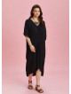 Twist Front Loose Black Bat Wing Dress