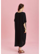 Twist Front Loose Black Bat Wing Dress