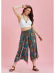 Blue Printed Loose Fit Split Front Hippie Pants