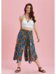 Blue Printed Loose Fit Split Front Hippie Pants