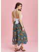 Blue Printed Loose Fit Split Front Hippie Pants