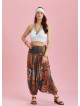 Wide Shirred Waist Boho Style Print Harem Pants