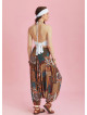 Wide Shirred Waist Boho Style Print Harem Pants