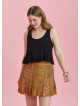 Boho Chic Style Orange Ruffled Plus Size Skort