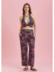 Lilac Printed Elastic Waist Boho Pants